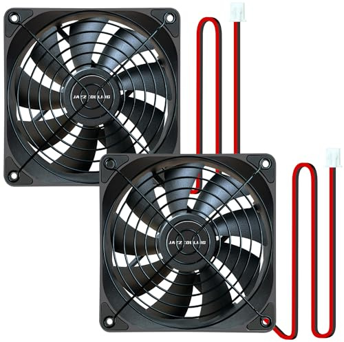 120mm Fan 2 Pack 12V Fan,Slient Version High Airflow 12V 2pin PSU PC Fans, DL-120 with Hydraulic Bearing 2,000RPM Cooling Fan for Computer,RV Refrigerator, TV Cabinet, Dryer, dehumidifier, Grow Tent…