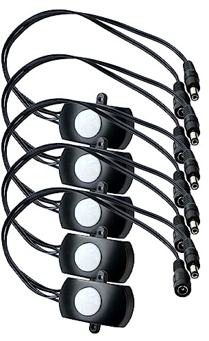 Fladhheg Motion Sensor Switch Mini PIR Infrared IR Sensor Detector Switch Module DC 6V 12V 24V 5A PIR for LED Strip Light (Black)