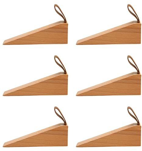 6 Stück Türstopper aus Poliertem Holz – Kompakte Und Stilvolle Keilförmige Türstopper Für Heim- Und Wohnungsdekorationen Im Feuerwehr-Stil