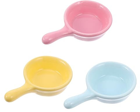 FOMIYES 3pcs Ceramic Pet Feeding Bowls for Small Pets, Smooth Surface, Easy to Clean, Not Easy to Overturn, Food and Water Bowl Set for Hamsters and Guinea Pigs Random Color