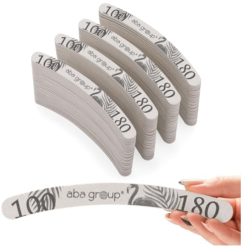 Aba Group Nagelfeilen 100/180 Banane Standard Flamingo, Hochwertig Einweg Nagelfeilen, 100 Stück