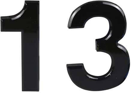 Numéros de porte de 7,6 cm à coller de 0 à 99 - Numéro de maison noir en ABS - Autocollants 3D pour portes, boîtes aux lettres, chambres d'hôtel (13)