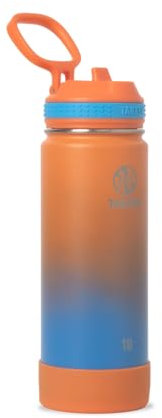 Takeya Actives Water Bottle with Straw Lid - Durable & Easy-Care Water Bottle with Stainless Steel Insulation - BPA-Free Lid with Carry Handle & Straw - Dishwasher-Safe - 18 oz, Ombre Awestruck