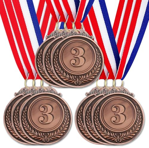 Santme 9 Stück Metall Medaillen, Gold Silber Bronze Medaillen Auszeichnung Gewinner Medaillen für Kinder Sieger Wettbewerbe Party Dekorationen Olympischer Stil mit Halsbändern