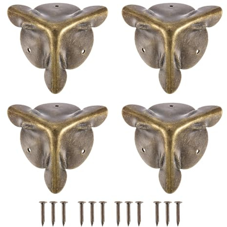 sourcing map 16 Pcs Box Edge Guard, 30mm Decorative Box Corner Cover, Corner Protector, Vintage Stair Dust Corners with Screws, Bronze