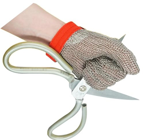 ARHEORMUH 5pcs Chef Butcher Cutting Safety Work Gloves, 304L Stainless Steel Anti Slip Chainmail Gloves For Men & Women(XL)