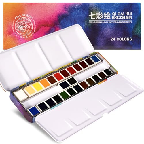 Paul Rubens 24 Aquarellfarben Set professionelle Klasse mit Palette und tragbarer Metallbox für Künstler, Studenten, Kinder - Zeichnung, Illustration