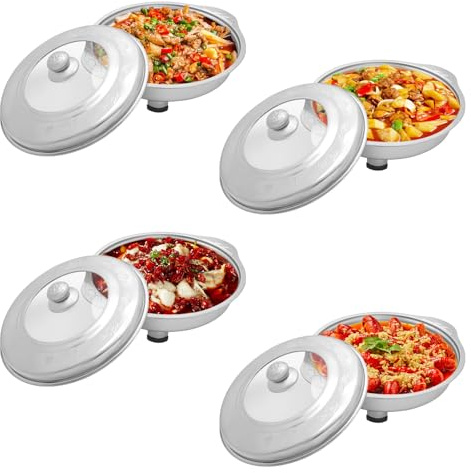 Chafing Dishes, 4 Pieces Chafing Dish Buffet Set, 4L Chafing Stainless Steel Set with Heat Insulating Lid, Chafing Dish Ideal for Cafeterias, Hotels, Restaurants, Weddings