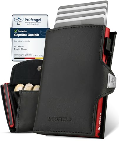 SF SCOFIELD Duality Classic Slim Wallet mit Münzfach | Kartenetui Herren für 9-10 Karten | Geldbeutel Portemonnaie mit RFID Schutz | Wallets for Men | Kreditkartenetui