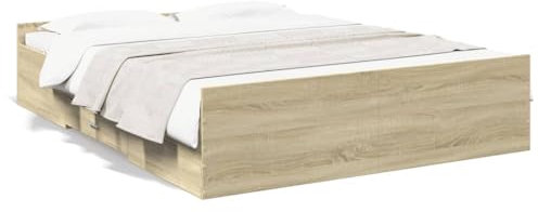 Homgoday Schubladenbett Sonoma Eiche 160x200 cm Sperrholz Bettrahmen Bettgestell Bettgestell Moderner Rahmen für Wohnzimmer Schlafzimmer Modell 3280281IT