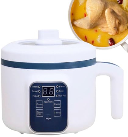 Olla arrocera personal, olla arrocera pequeña, olla de avena, olla de granos para cocinar sopa, arroz, guisos, avena, olla de alimentos con revestimiento antiadherente extraíble