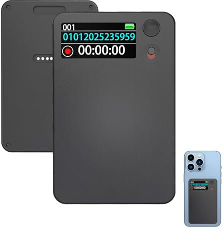 Powate KI Digitales Diktiergerät, 64 GB Aufnahmegerät Transkribieren und Speicher, Audio-Recorder für Vorträge, Meetings, Anrufefür Besprechungen, Lernzwecke, Anrufe, Unterstützt 112 Sprachen,Schwarz