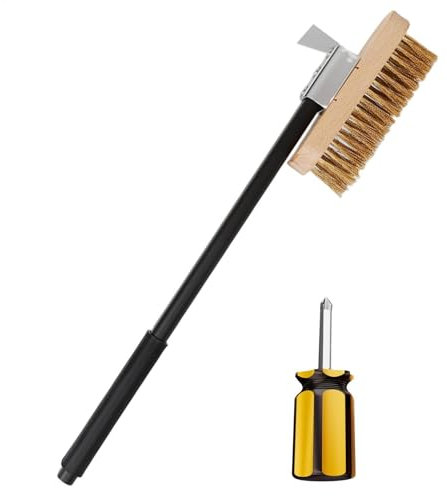 Brosse à pierre à pizza - Brosse de nettoyage de four à pizza, poils en laiton anti-rayures | Brosse à pizza avec poignée réglable en longueur, grattoir résistant à la chaleur pour p