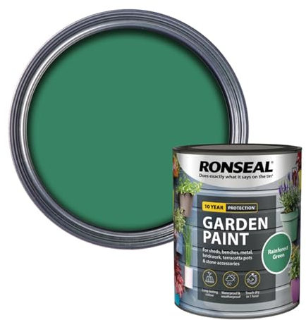 AOC24 Garden Fence Paint 750ml – Multi-Surface Exterior Paint for Wood, Brick, Metal, Stone & Terracotta – Waterproof, Resists Fading, Matt Finish for Sheds, Fences, Garden Furniture Rainforest Green