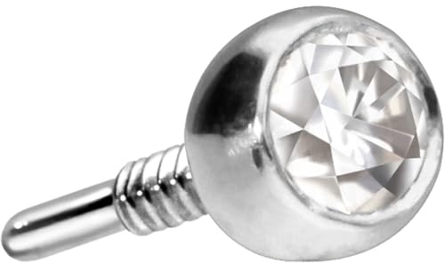 PIERCINGLINE Gold Ohr-Piercing Schraubkugel mit Gewinde OHNE Labret Stecker MOISSANIT