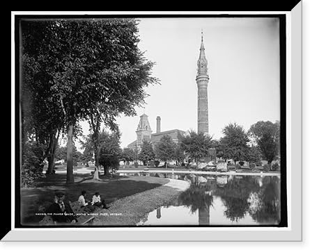 Historic Framed Print, The Power house, Water Works Park, Detroit, 17-7/8 x 21-7/8