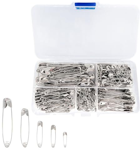 Sicherheitsnadeln 260 Stück 5 Größen NäHzubehöRstifte Aus Vernickeltem Stahl für Handwerk Pinning Säumen Dressmaking Nähen Sicherheitsnadel Set (260, Silber)