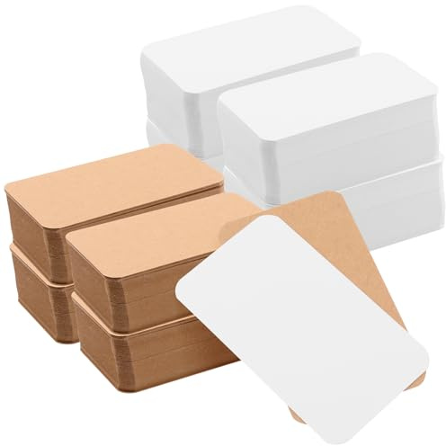 HEIYUET 800 Stück 5x9 cm Kraftpapier Karten Weiß und Braun, 250g/m² Blanko Papier Karten, Blanko Karteikarten zum Selbstgestalten für DIY, Visitenkarten, Geschenkanhänger und Nachrichte