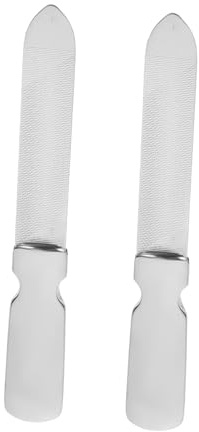 Limas de Uñas Pequeñas de Acero Inoxidable, 2 Piezas, Plata | Pulido de Superficie y Retirada de Esmalte, Uso en Viaje y Manicura, para Expertos y Aprendices