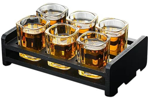 Vaso de whisky cuadrado de cristal de alta temperatura, delicado y simple, estilo europeo, 6 piezas + portavasos
