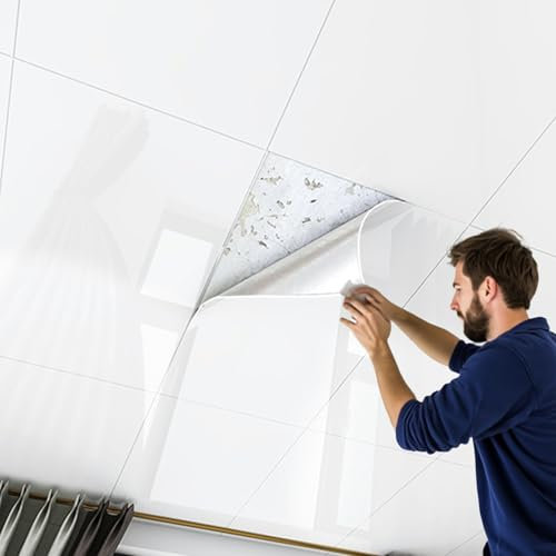 Deckenpaneele deckenplatten Dekorative Deckenfliesen Für Abziehen Und Aufkleben – PVC-Deckenfliesenplatten Für Aufkleben Für Die Heimdekoration – Weiße Deckenfliesen Selbstklebend Für Dekoraum, Küche(