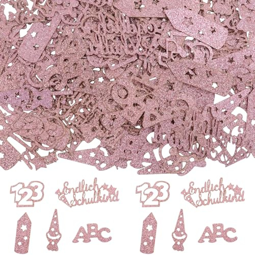 100 Stk Streudeko Einschulung Deko Konfetti Groß, Deko Einschulung Junge Mädchen, Tischdeko Rosa, Zuckertüte Schultüte 123 Schulanfang, Abc Konfetti Schuleinführung Geschenke