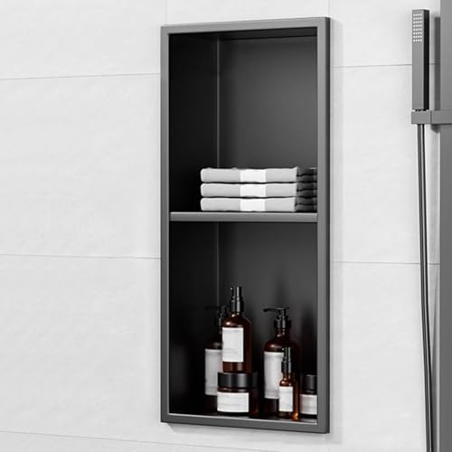 Hornacina Ducha Estante de nicho Acero Inoxidable con luz LED, Almacenamiento Empotrado en la Pared para baño, no Necesita instalación de Azulejos, Bandeja organizadora