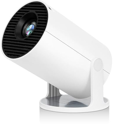 DCHAV Mini proiettore wireless portatile con supporto regolabile a 180°, proiettore HY300 Pro, decodifica video 4K, sistema Android, cistone auto, videoproiettore portatile per video domestici