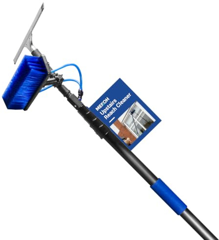 MEKOH Water Fed Window Cleaning Pole for 2-Storey Homes | 4.6m Telescopic Window Cleaner | Solar Panel & Conservatory Roof Cleaning Kit | Extendable Brush with Squeegee