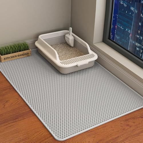 Alfombrilla para arena para gatos, 120 x 70 cm, doble capa, impermeable, diseño para gatos, caja de arena para gatos, alfombrilla para inodoro para gatos