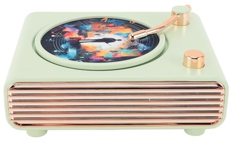 Bewinner Altoparlante Giradischi Bluetooth Vintage con Audio HiFi, Altoparlante per Computer Desktop Wireless per Giochi per PC e Decorazioni per la Casa, Design retrò Illuminato (GREEN)