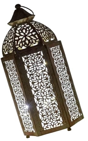 YPBEW Portacandele Decorativi con Lanterna marocchina in Metallo con Lanterna Portacandele in Ferro Dorato Decorazioni con Glim Cavo Dorato per la casa Decorazione Domestica