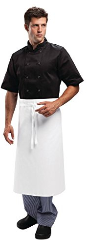 Whites Chefs Clothing Regular Waist Apron, White, Material: Polycotton, Size: 915(W) x 762(L) mm - Professional Kitchen, Restaurant Front-of-House Apron, Home Use, A501