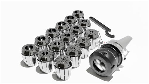 Accusize Industrial Tools BT40 Shank + 15 Pcs ER40 Collet Set + Wrench in Fitted Strong Box, BT40-ER40