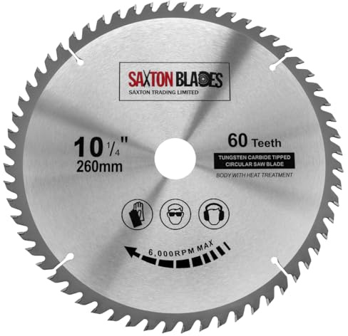TCT26060T Saxton TCT cirkelsågblad 260 mm x 30 mm x 60T trä sågblad