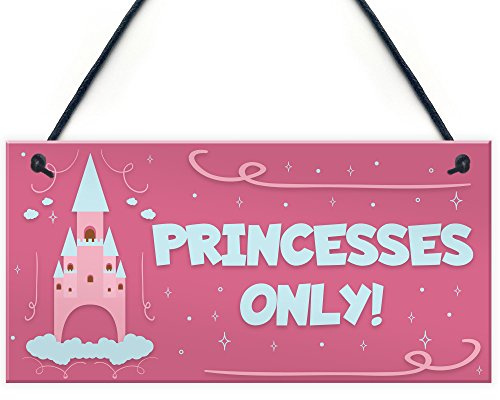 Red Ocean Princesses Only Hanging Plaque Door Nursery Bedroom Sign Gift Baby Girls Fairytale Decor