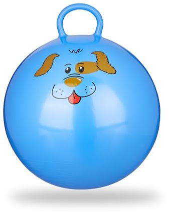 Relaxdays Hüpfball Kinder, mit Griff, für Drinnen und Draußen, mit Tier-Motiv, 45 cm Durchmesser