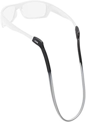 Chums Switchback Safety Eyewear Retainer - Lightweight & UV Resistant Silicone Sunglasses Strap for Men & Women - Black Smoke