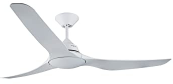 LUCCI AIR Ventilateur de plafond sans lumière couleur blanche 3 pales en ABS Diamètre 142 cm Régulateur mural inclus Moteur 75 W 3 vitesses