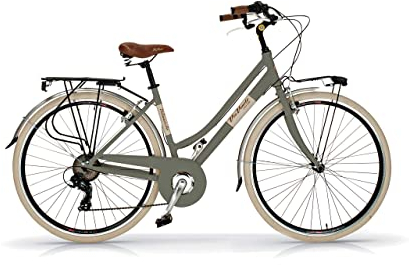 Via Veneto VV605AL Bicicletta da Passeggio Donna 28 Grigia | Bici da Donna Vintage Retro con 6 Velocità, Telaio in Alluminio, Parafanghi, Luci LED e Portapacchi | Bici da Città per Donna