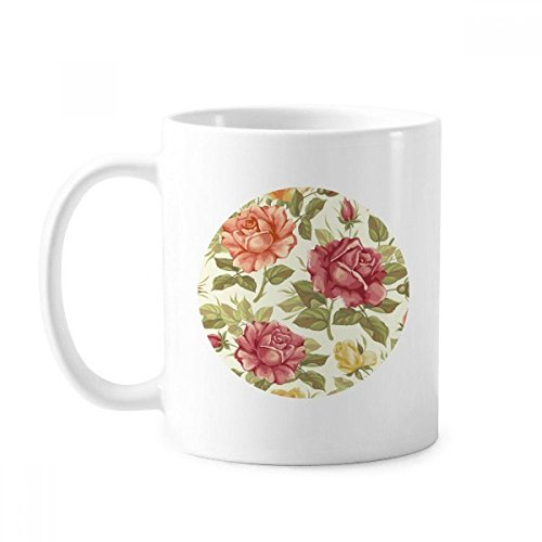 Antike Rose Aquarell Pflanze Blume Tasse Keramik Kaffee Porzellan Tasse Geschirr