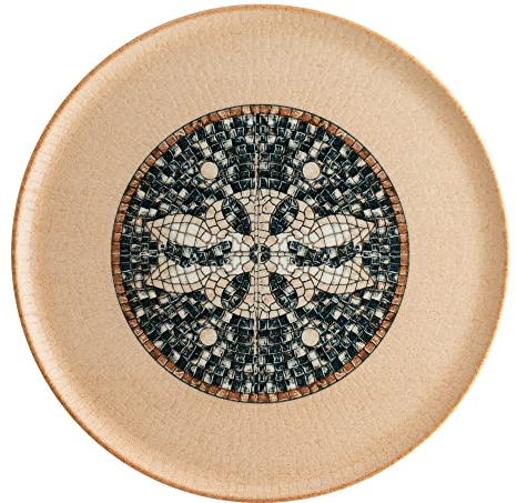 6x Pizzateller Speiseteller Essteller flacher Teller rund Tafelgeschirr Tafelservice Porzellan Braun Schwarz Mosaik Bonna Mesopotamia Mosaic Wood Gourmet 32cm