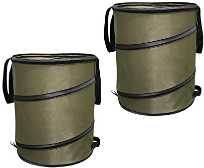 2x 113L Pop-Up Gartensack(46x70cm/18.11x27.56 Inch) - Selbstaufstellend aus Robustem Polyester Oxford 400d Gewebe, Wiederverwendbare MüLleimer mit Griffen, äUßErst Robust, Stabil, Faltbar