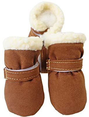 YUEMOL Hundeschuhe 4 Stück dicke, warme, wasserdichte Winter-Haustier-Hundeschuhe, rutschfeste Regen-Schnee-Stiefel, Schuhe for kleine Hunde, Welpen, Pfotenpflege (Color : D, Size : S)