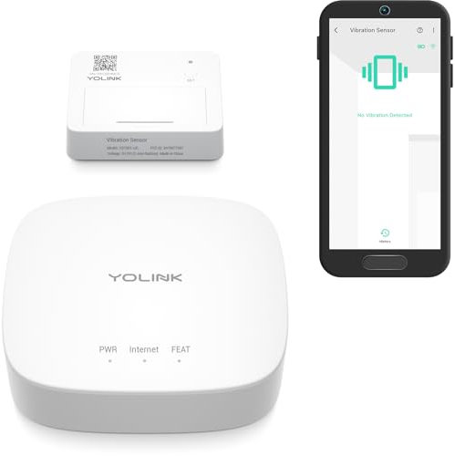 YoLink LoRa Smart Vibration Sensor & Hub Starter Kit: Hub & Smart Shock, Glass Break, Tamper, Movement Detector, Generator Running, Email/SMS/Push Alerts, 1/4 Mile Open Air Range, Alexa, IFTTT