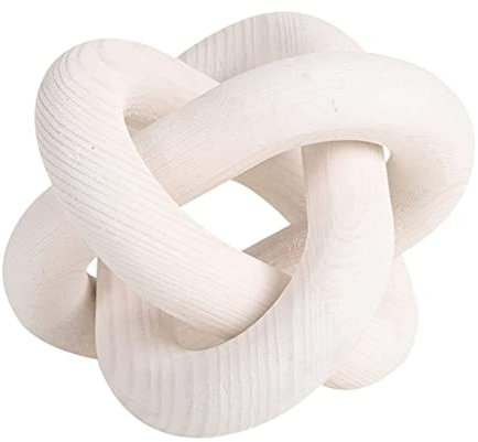 HoveeLuty Wood Chain Link Decor 3 Link Wood Knot Decor Carved Decorative Chain Knot for Coffee Table White