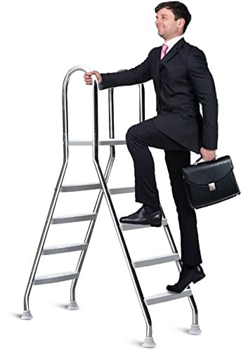 BOTOWI Escalera de Piscina de 4 Peldaños para Piscinas Elevadas Carga 250kg, Escalera de Piscina Antideslizante, Escalera de Piscina Elevada de Acero Inoxidable 304