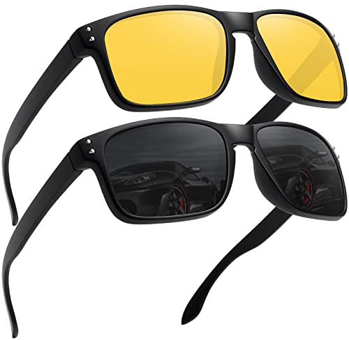LEDING&BEST Sonnenbrille Herren Damen Polarisiert Leicht TR90 Fahrerbrille | 80/90s,HD TAC Linse,Blendfrei,Rechteckig Rahmen,Cat 3,UV-Schutz für Autofahren, Radfahren, Reisen und Outdoor Sportbrille
