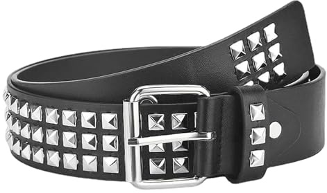 MAXQUU Cintura Unisex Adulto con Borchie Bullet, Accessori Gotici e Punk, Regolabile, 115 cm, Nero