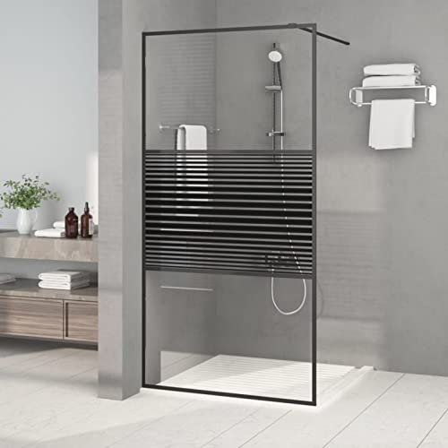 Camerina Duschwand für Begehbare Dusche Schwarz 100x195 cm ESG-Glas Klar Duschabtrennung Badewanne